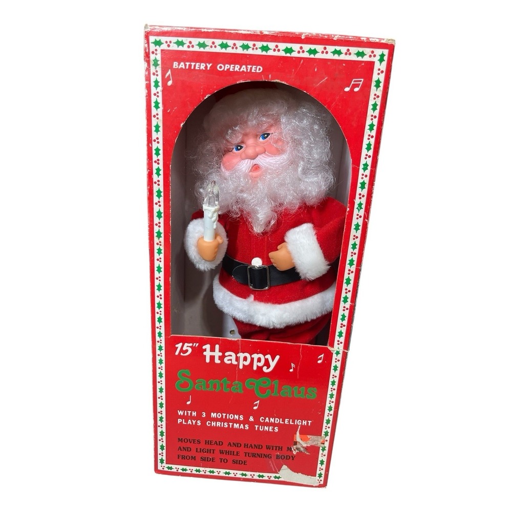 Vtg 1988 Funny Toys 15" Happy Santa Claus Music Light Motion Christmas Tested